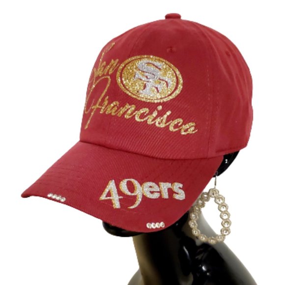 San Francisco Maroon Baseball Cap with Shiny lettering & Crystals - Picture 3 of 6